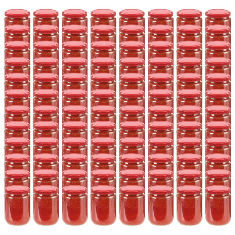 Frascos de vidro com tampas vermelhas 96 pcs 230 ml-Jarras para mel-Home Retail