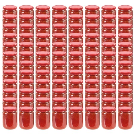 Frascos de vidro com tampas vermelhas 96 pcs 230 ml