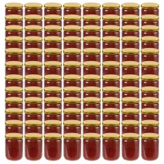 Frascos de vidro com tampas douradas 96 pcs 230 ml