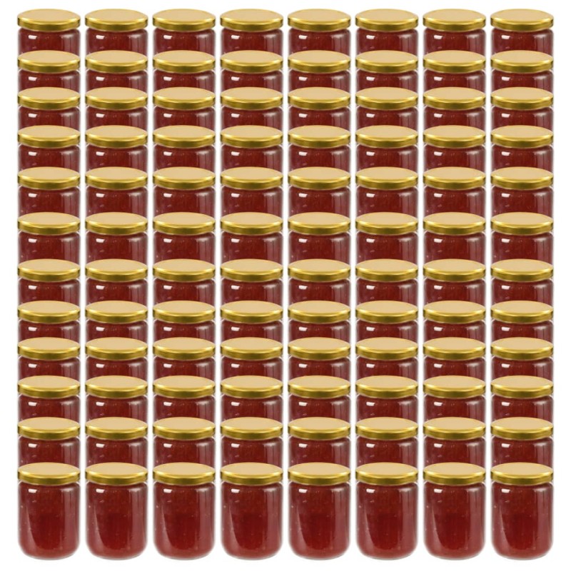 Frascos de vidro com tampas douradas 96 pcs 230 ml-Jarras para mel-Home Retail