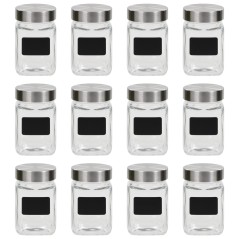 Frascos de vidro com autocolante 12 pcs 300 ml