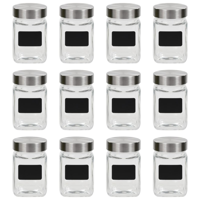 Frascos de vidro com autocolante 12 pcs 300 ml-Biscoteira-Home Retail