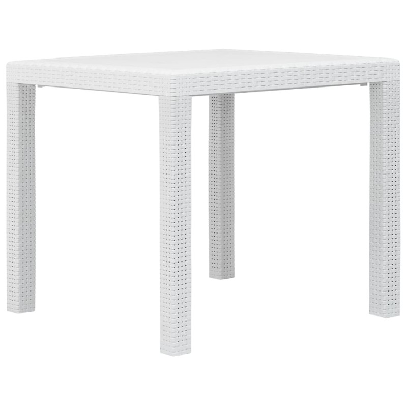 Mesa de jardim 79x79x72 cm plástico branco com aspeto de vime-Mesas de jardim-Home Retail