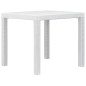 Mesa de jardim 79x79x72 cm plástico branco com aspeto de vime