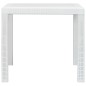 Mesa de jardim 79x79x72 cm plástico branco com aspeto de vime