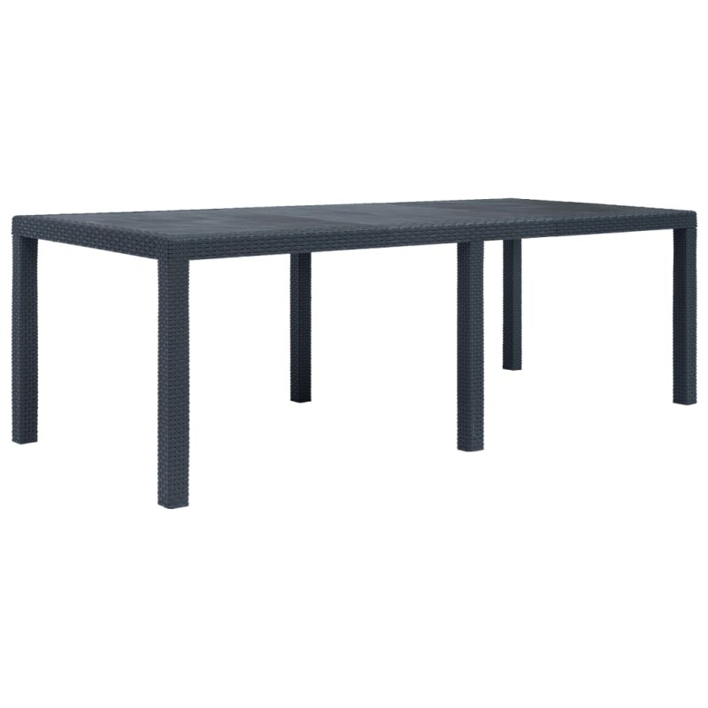 Mesa de jardim 220x90x72cm plástico antracite c/ aspeto de vime-Mesas de jardim-Home Retail