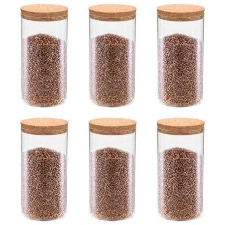 Frascos de vidro com tampas de cortiça 6 pcs 1400 ml