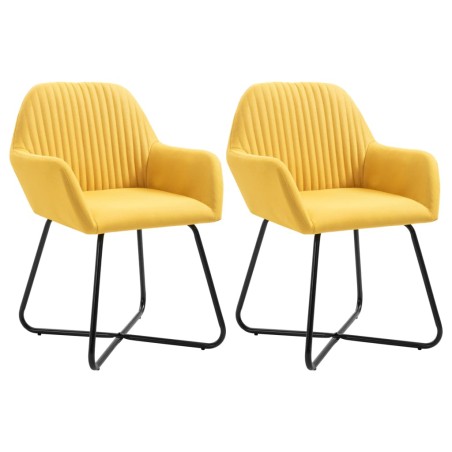 Cadeiras de jantar 2 pcs tecido amarelo