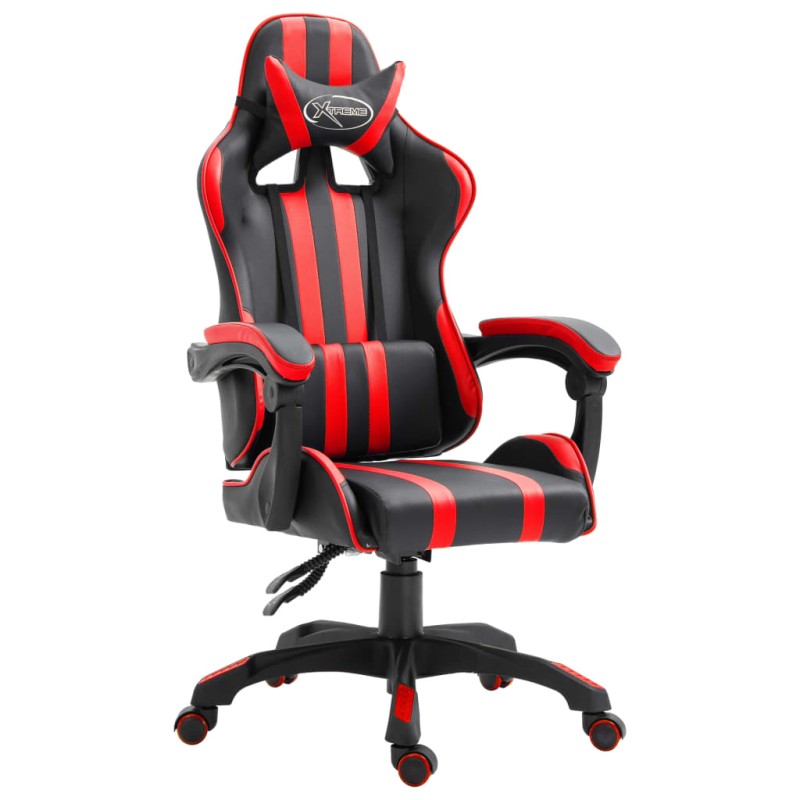 Cadeira de gaming couro artificial vermelho-Cadeiras de jogo-Home Retail