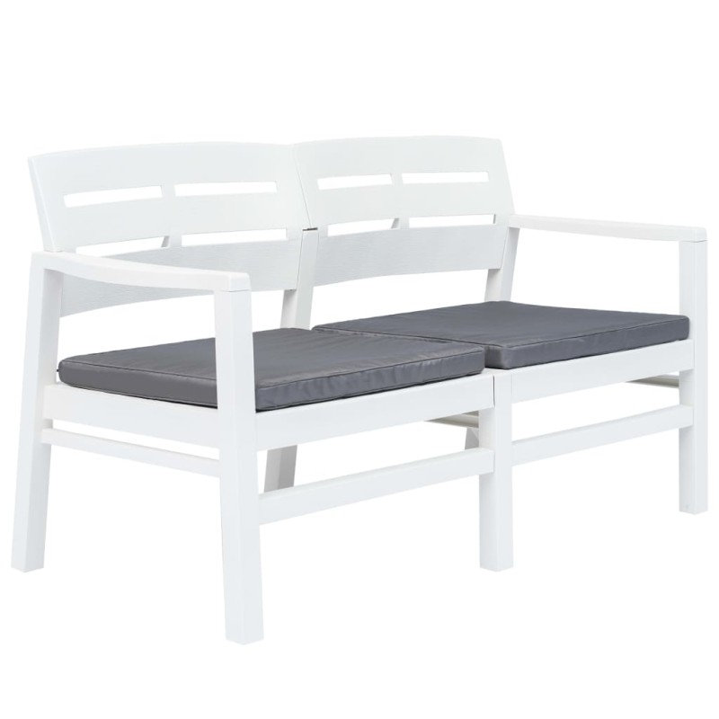 Banco de jardim 2 lugares com almofadões 133 cm plástico branco-Bancos de jardim-Home Retail