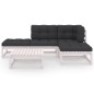 5 pcs conjunto lounge de jardim c/ almofadões pinho maciço