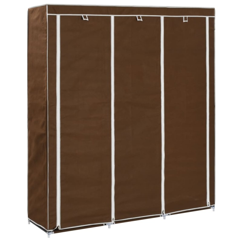 Roupeiro compartimentos e varões 150x45x175cm tecido castanho-Guarda-roupas-Home Retail