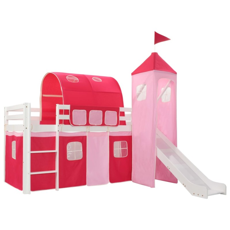 Estrutura cama infantil c/ escorrega e escada pinho 208x230cm-Berços e camas infantis-Home Retail