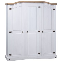 Roupeiro Corona Range pinho mexicano com 3 portas branco