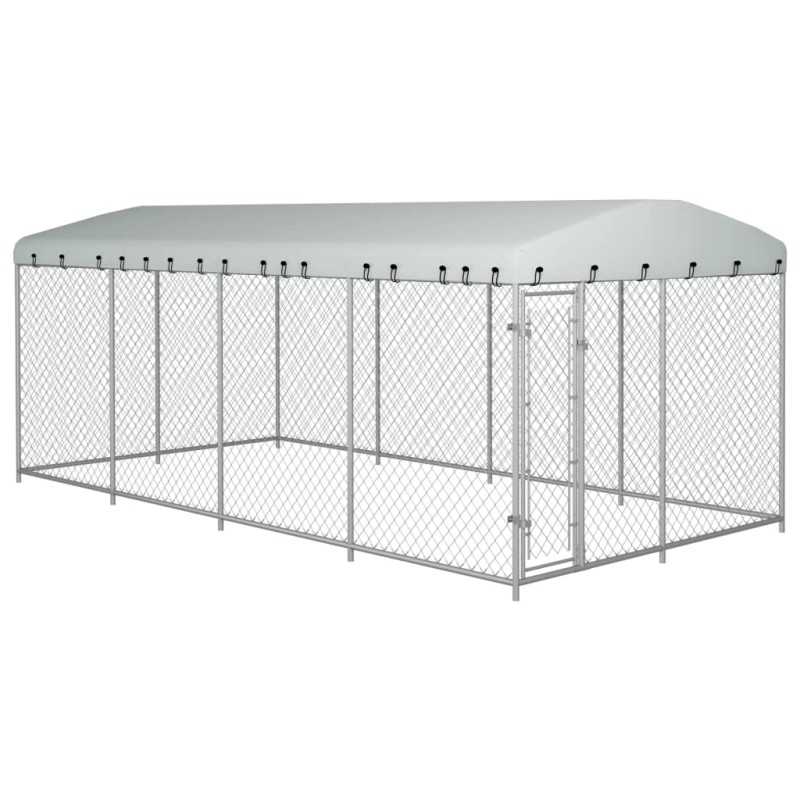 Canil de exterior com telhado 7,6x3,8x2,3 m-Canis-Home Retail