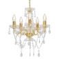 Lustre com contas de cristal redondo 5 x E14 dourado