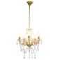 Lustre com contas de cristal redondo 5 x E14 dourado