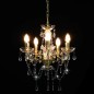 Lustre com contas de cristal redondo 5 x E14 dourado