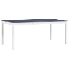 Mesa de jantar 180x90x73 cm madeira de pinho branco e cinzento