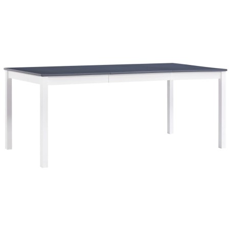 Mesa de jantar 180x90x73 cm madeira de pinho branco e cinzento