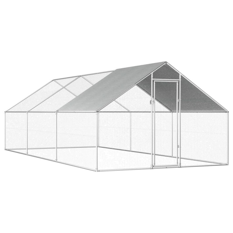 Galinheiro exterior em aço galvanizado 2,75x6x1,92 m-Casotas e gaiolas para animais pequenos-Home Retail