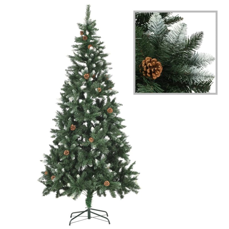 Árvore de Natal artificial com pinhas e brilho branco 210 cm-Árvores de Natal-Home Retail