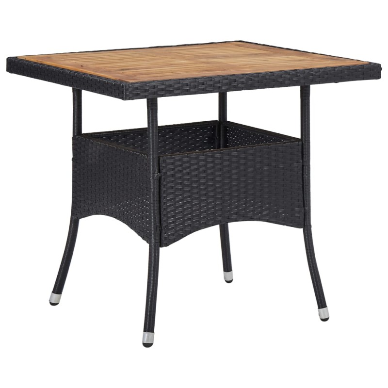 Mesa de jantar p/ exterior vime PE/madeira acácia maciça preto-Mesas de jardim-Home Retail