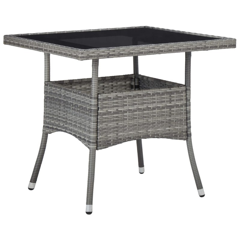 Mesa de jantar para exterior vime PE e vidro cinzento-Mesas de jardim-Home Retail