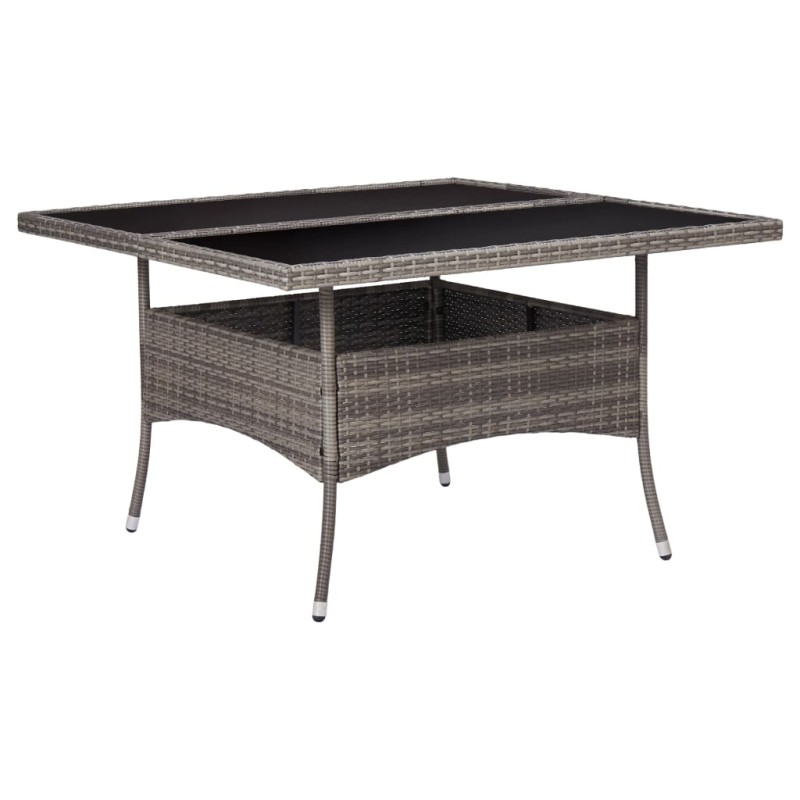 Mesa de jantar para exterior vime PE e vidro cinzento-Mesas de jardim-Home Retail