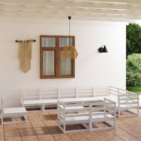 11 pcs conjunto lounge de jardim pinho sólido branco