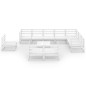 11 pcs conjunto lounge de jardim pinho sólido branco