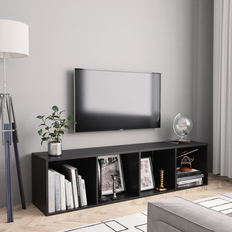 Estante/móvel de TV 143x30x36 cm contraplacado preto-Prateleiras-Home Retail