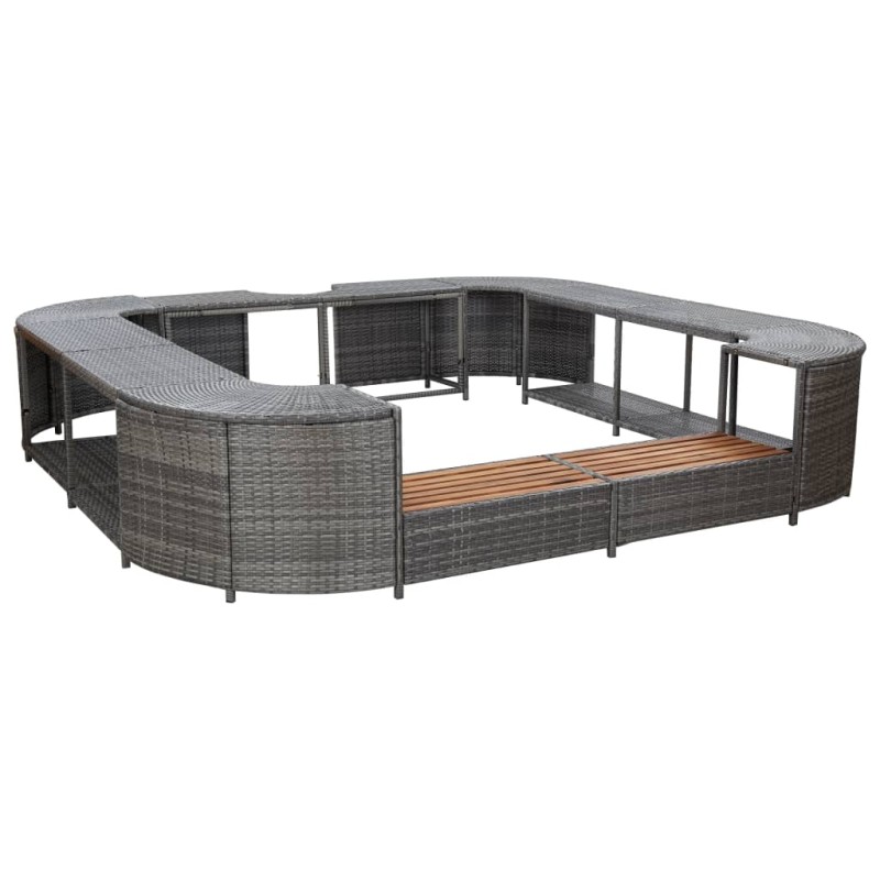 Contorno de spa quadrado 268 x 268 x 55 cm vime PE cinzento-Acessórios para piscinas e spa-Home Retail