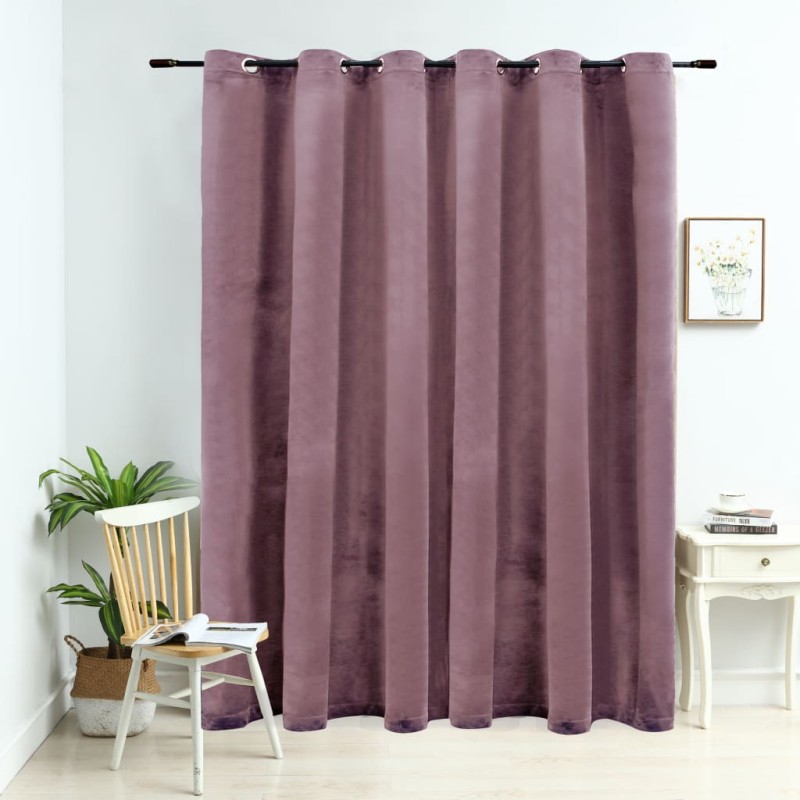 Cortina blackout c/ argolas metal 290x245cm veludo rosa antigo-Persianas e cortinas-Home Retail