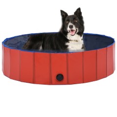 Piscina para cães dobrável 120x30 cm PVC vermelho