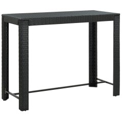 Mesa de bar para jardim 140,5x60,5x110,5 cm vime PE preto