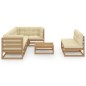 8 pcs conjunto lounge de jardim c/ almofadões pinho maciço