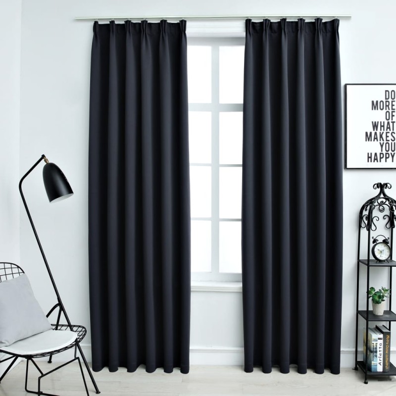 Cortinas blackout com ganchos 2 pcs 140x245 cm antracite-Persianas e cortinas-Home Retail