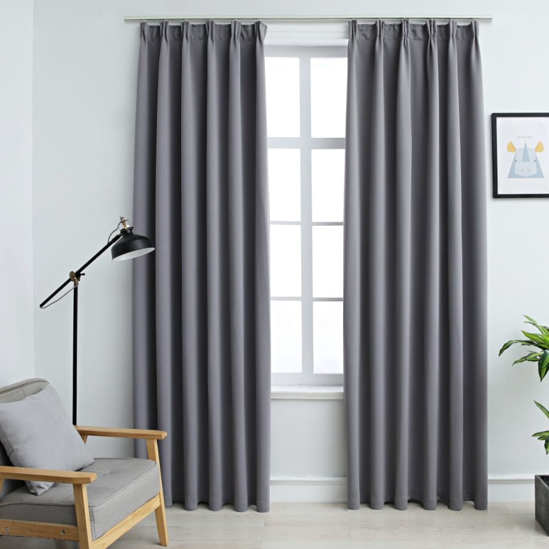 Cortinas blackout com ganchos 2 pcs 140x175 cm cinzento-Persianas e cortinas-Home Retail