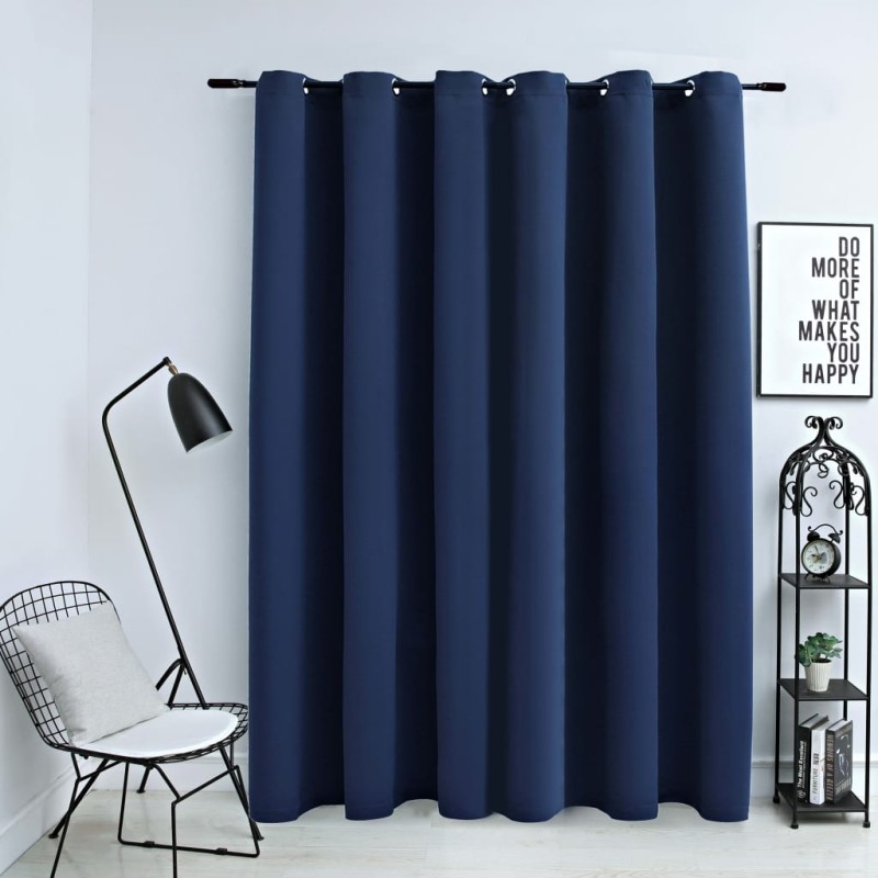 Cortina blackout com argolas em metal 290x245 cm azul-Persianas e cortinas-Home Retail