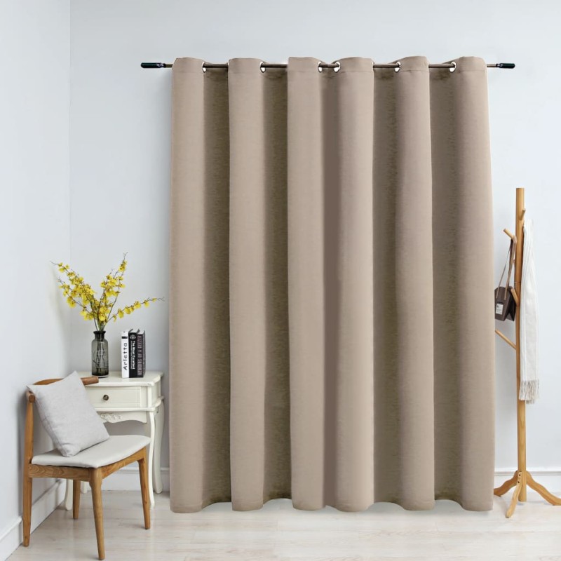 Cortina blackout com argolas em metal 290x245 cm bege-Persianas e cortinas-Home Retail