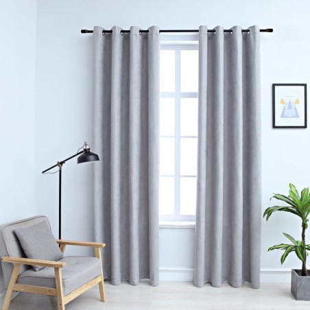 Cortinas blackout c/ argolas em metal 2 pcs 140x245 cm cinzento