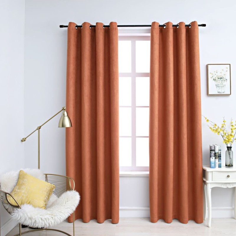 Cortinas blackout c/ argolas em metal 2 pcs 140x245 cm ferrugem-Persianas e cortinas-Home Retail