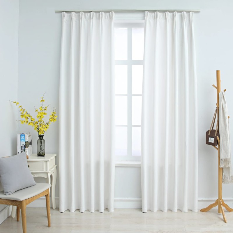 Cortinas blackout com ganchos 2 pcs 140x245 cm branco sujo-Persianas e cortinas-Home Retail