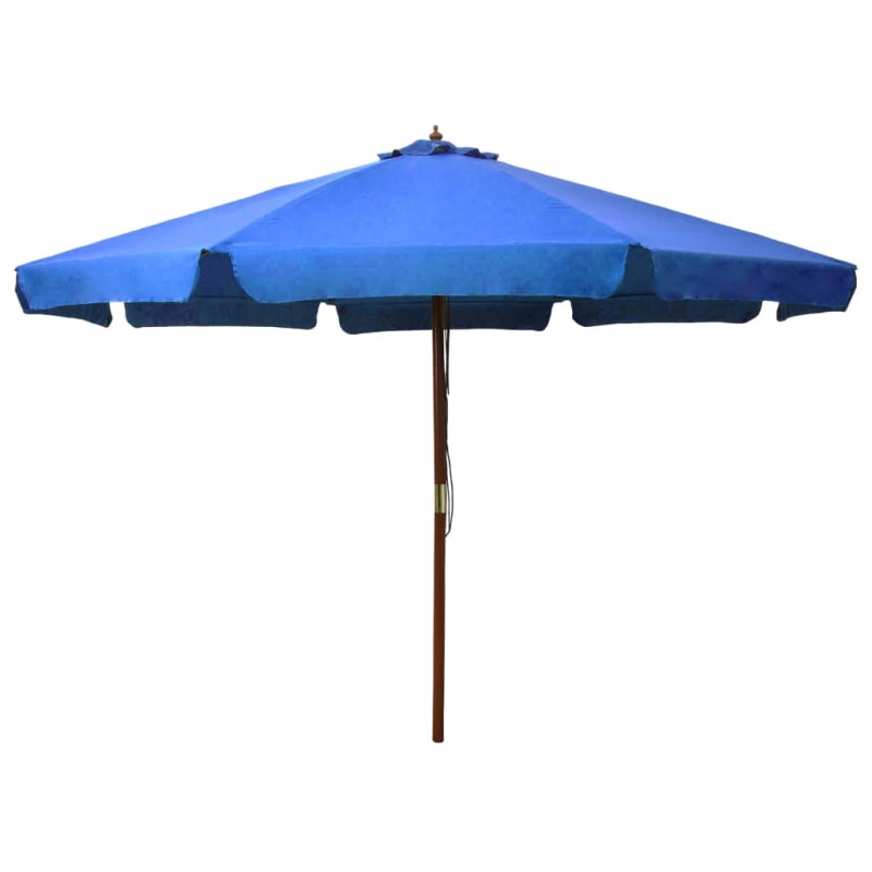 Guarda-sol de exterior com poste em madeira 330 cm azul-ciano-Guarda-sóis e telas de varanda-Home Retail