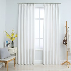 Cortinas blackout com ganchos 2 pcs 140x175 cm branco sujo