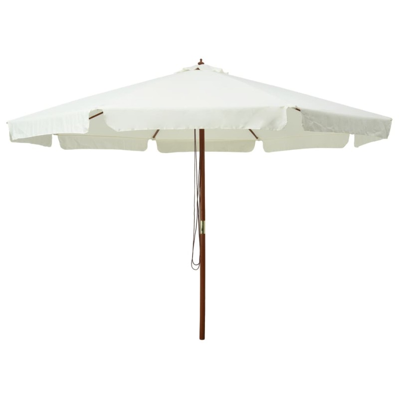 Guarda-sol de exterior com poste em madeira 330 cm branco areia-Guarda-sóis e telas de varanda-Home Retail