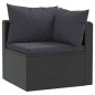 7 pcs conjunto lounge de jardim c/ almofadões vime PE preto