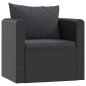 7 pcs conjunto lounge de jardim c/ almofadões vime PE preto