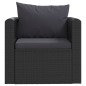 7 pcs conjunto lounge de jardim c/ almofadões vime PE preto